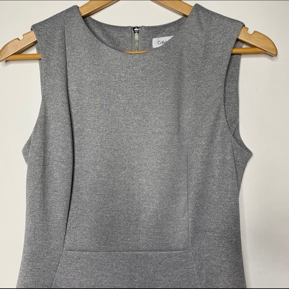 Calvin Klein Grey Silver Midi Sleeveless Dress